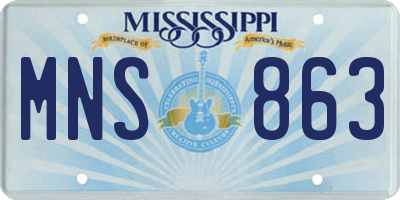 MS license plate MNS863