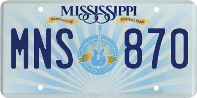 MS license plate MNS870