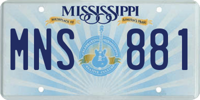 MS license plate MNS881