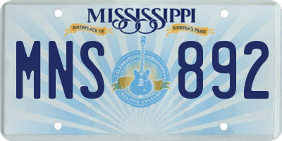 MS license plate MNS892