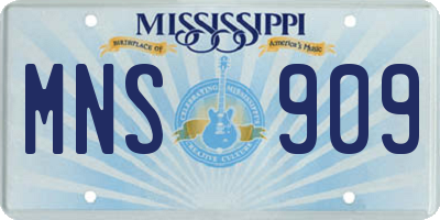 MS license plate MNS909