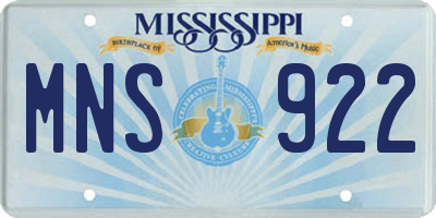 MS license plate MNS922