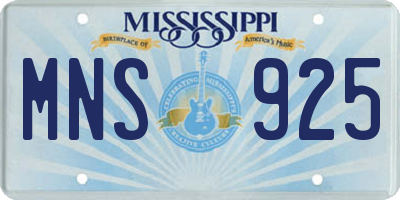 MS license plate MNS925