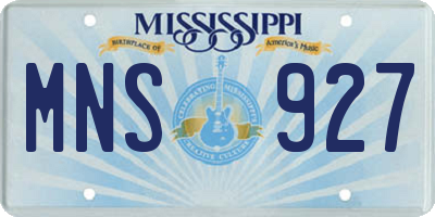 MS license plate MNS927