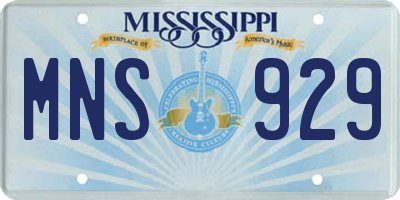 MS license plate MNS929