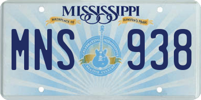 MS license plate MNS938