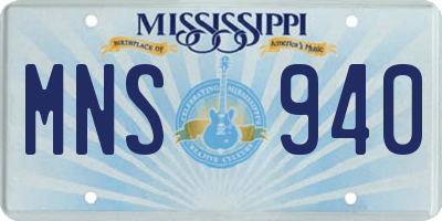 MS license plate MNS940