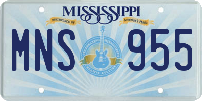 MS license plate MNS955