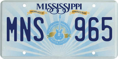 MS license plate MNS965