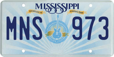MS license plate MNS973