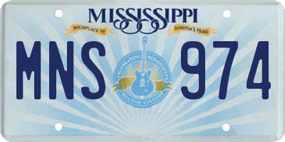 MS license plate MNS974