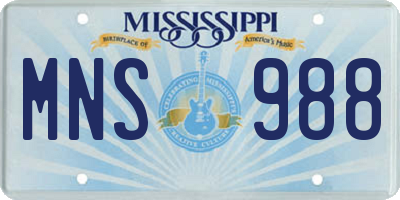 MS license plate MNS988
