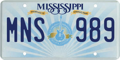 MS license plate MNS989