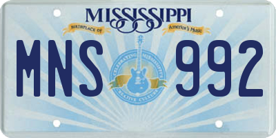 MS license plate MNS992