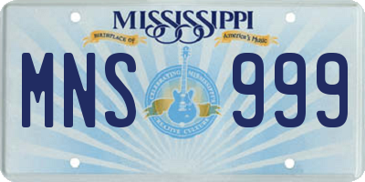MS license plate MNS999