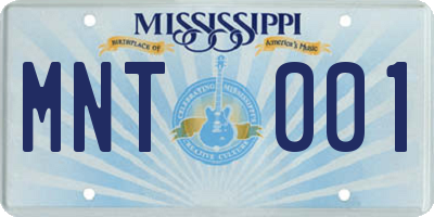 MS license plate MNT001