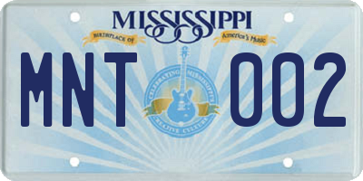 MS license plate MNT002