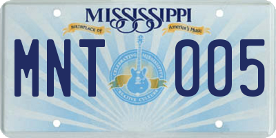 MS license plate MNT005