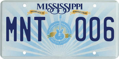 MS license plate MNT006
