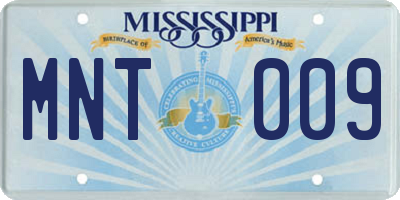 MS license plate MNT009