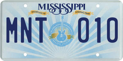 MS license plate MNT010