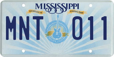MS license plate MNT011