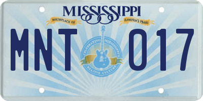 MS license plate MNT017