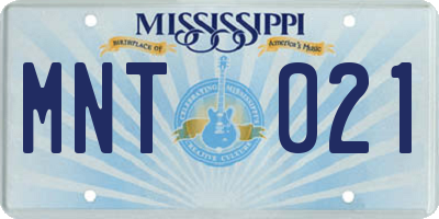 MS license plate MNT021