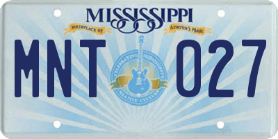 MS license plate MNT027