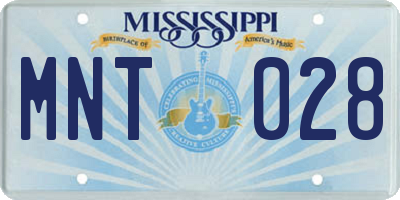 MS license plate MNT028