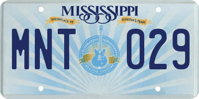 MS license plate MNT029