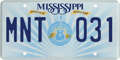 MS license plate MNT031