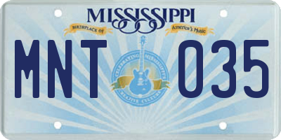 MS license plate MNT035