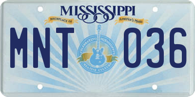 MS license plate MNT036