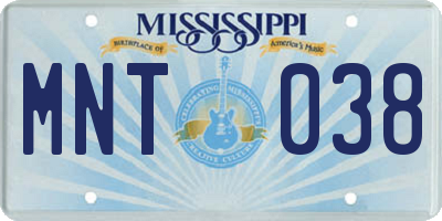 MS license plate MNT038