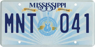 MS license plate MNT041