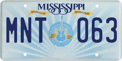 MS license plate MNT063