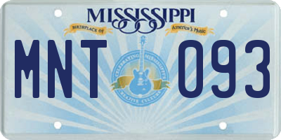 MS license plate MNT093