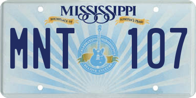 MS license plate MNT107