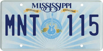 MS license plate MNT115