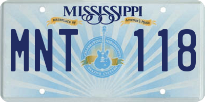 MS license plate MNT118