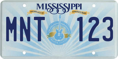 MS license plate MNT123