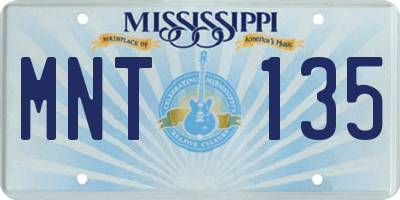 MS license plate MNT135