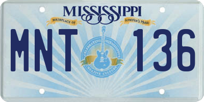 MS license plate MNT136