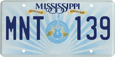 MS license plate MNT139