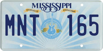 MS license plate MNT165