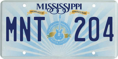 MS license plate MNT204
