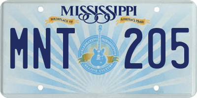 MS license plate MNT205