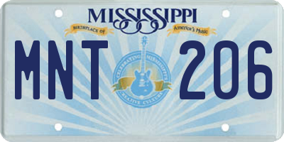 MS license plate MNT206