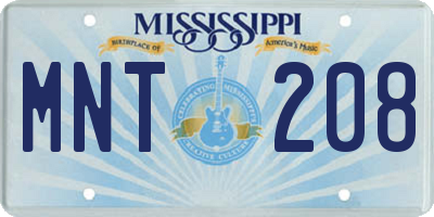 MS license plate MNT208